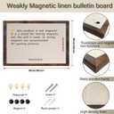 Large Magnetic Bulletin Board 36 x 24 Inch for Wall,Rustic Framed Cork Board with Linen for Home Office School,with 4 Push pins, 4 Magnets