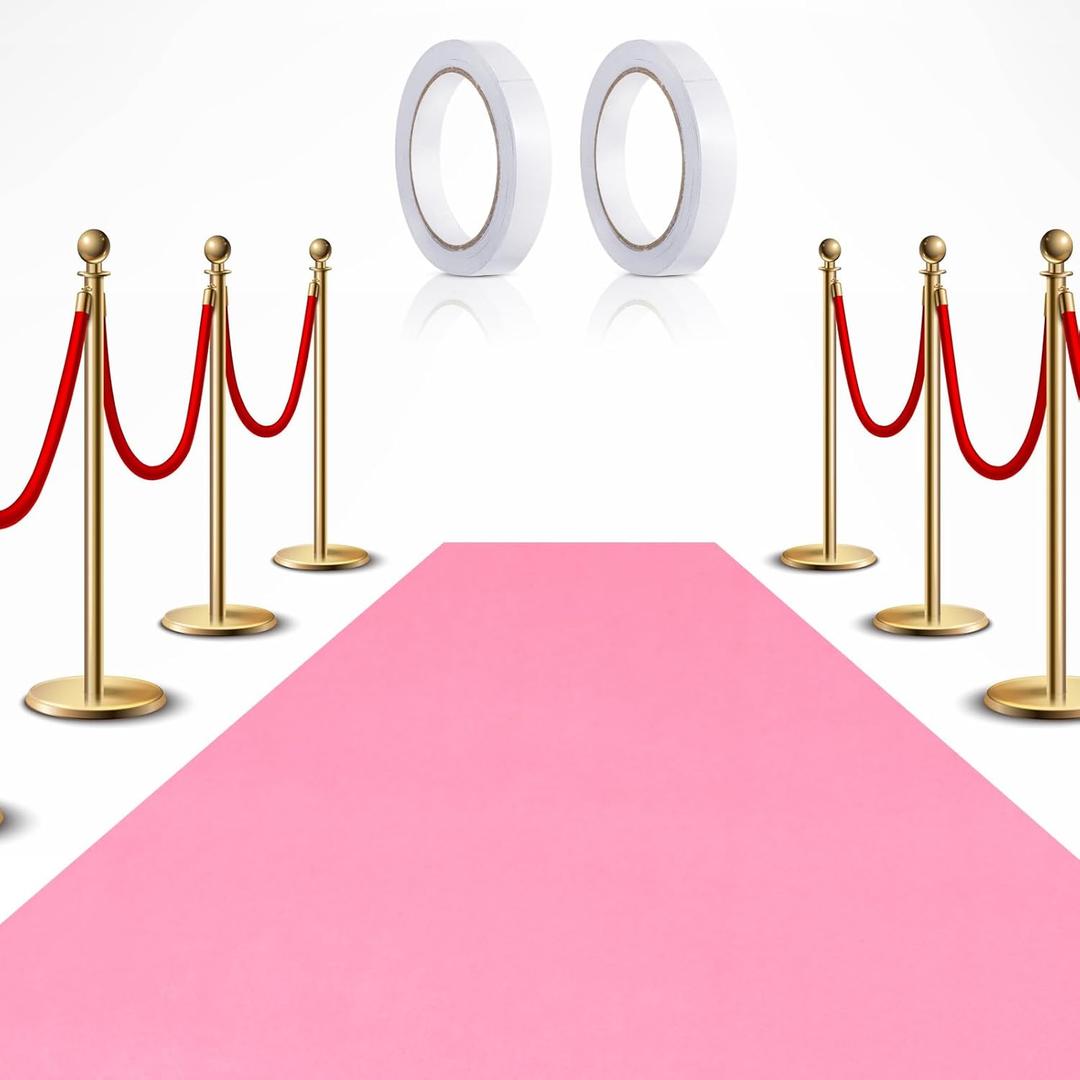 Preboun 3.9 x 60 ft Carpet Runner for Party Felt Runway Rug Runner Rug with Carpet Tape for Halloween Wedding Christmas Xmas Thanksgiving Outdoor Accessories Wedding Party Hallway(Pink)
