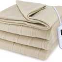 Sunbeam Royal Ultra Fleece Heated Electric Blanket Twin Size, 84" x 62", 12 Heat Settings, 12-Hour Selectable Auto Shut-Off, Fast Heating, Machine Washable, Warm and Cozy, Pebble