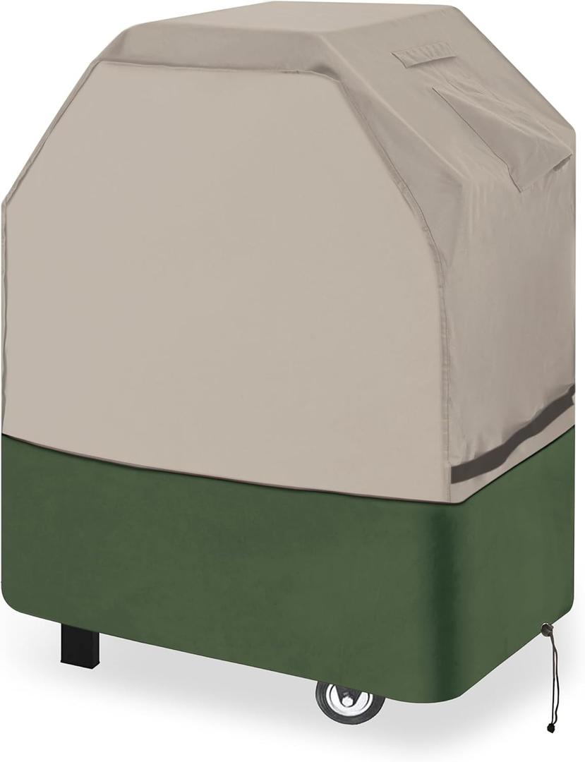 Rachmi Grill Cover for Outdoor Grill 32 Inch, 600D Water-Resistant Anti UV BBQ Cover Fits Weber, Char-Broil, Charcoal Gas Grill Up to 31 Inch Wide Fits Most 2 Burner Grills, 32Wx25Dx43H, Khaki/Green