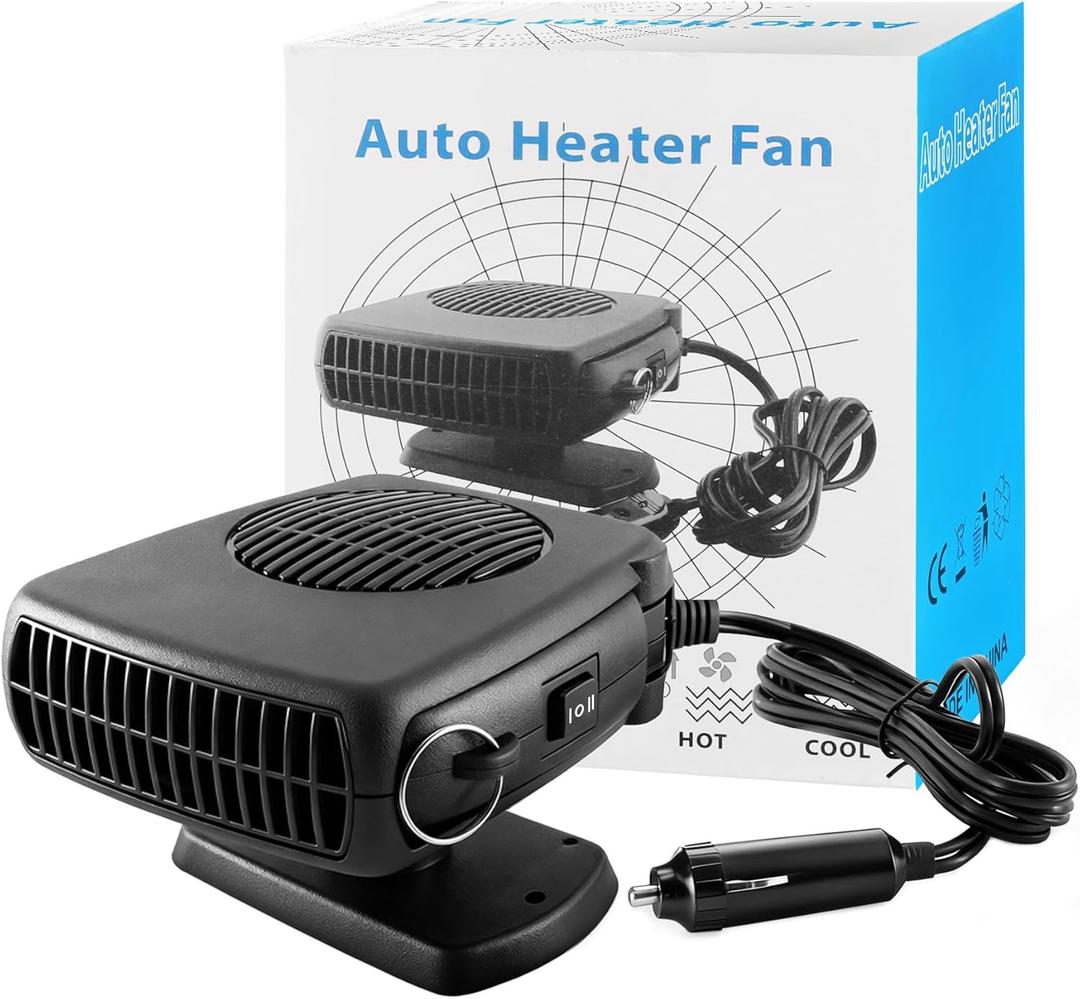 200W Car Heater, Car Defroster, 12V Portable Automotive Heater Fan with 360 Adjustable Bracket, 2 in 1 Heating & Cooling for Windshield Demisting & Personal Warming, for Car Truck Van