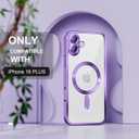 Misea Magnetic for iPhone 16 Plus Case Compatible with MagSafe [Never Yellowing] [Military Grade Drop Protection] Full Camera Lens Protector Plating Soft Clear Phone Case for Women 6.7", Deep Purple