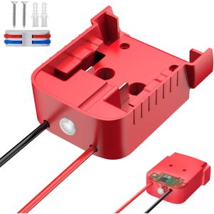 Upgraded Power Wheel Adapter Compatible with Milwaukee 18V Battery  with Overdischarge & Overcurrent Protection, Switch, for DIY RC Cars, Toys, Robotics (Red for MK)