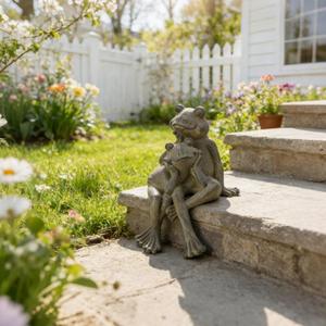 Braxio Frog Statue Outdoor Garden Decor - Large Lifelike Sitting Frog Sculpture for Patio, Yard, Pond, Realistic Garden Figurines, Resin Art Gifts 6.7 x 8 x 11 Inches