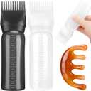 2 Pack Root Comb Applicator Bottle 6 OZ Hair Oil Applicator Bottle for Scalp with Massage Comb for Shampoo Scrubber Applicator,Hair Dye Tools(Black, white)