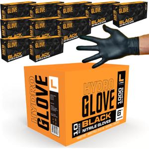 5-6 Mil HEAVY DUTY Black Nitrile Gloves, Powder Free, Latex-Free, Exam, Food, Mechanic, Tattoo Disposable Gloves (Large)