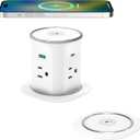 Jgstkcity Pop Up Countertop Outlet Recessed Power Strip with 15W Wireless Charger,45W USB C,3.15 inch Desk Hole,Ideal for Kitchen Island & Conference Table Receptacle (White, 6FT-45W USB Ports)
