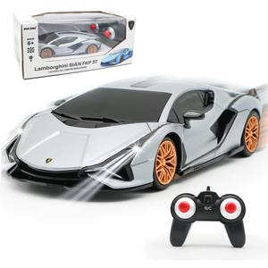 QUN XING Remote Control Car 1:24 Officially Licensed 2.4GHZ Rc Cars Lambo Sport Racing Toy Car for Kids Boys 4-7 Years Birthday Gift,Silver