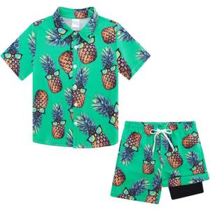 UNICOMIDEA Boys 4th of July Outfits Kids Patriotic Independence Day Tropical Short Sets for 5-12 Years