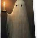 Halloween Ghost Kitchen Towels - Dark Academia Decor Hand Towel for Bathroom, Vintage Spooky Ghost Holding Candle Halloween Hand Tea Towel for Bathroom Kitchen, 16x24inch