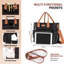 Large Women Lunch Bags for Work Insulated/Insulated Adult Lunch Box for Women/Durable Nylon Thermal cooler Bag /Leakproof Cooler Tote Bag with Storage Pocket(Newly upgraded Noir Black Brown strap)
