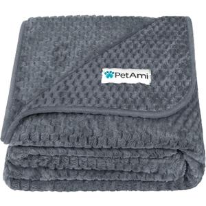 PetAmi Waterproof Dog Blanket, Leakproof XL Pet Blanket for Large Dogs, Furniture Sofa Couch Cover Protector, Fleece Cat Throw for Bed Crate Kennel, Reversible Washable Soft Plush, Twin 60x80 Gray
