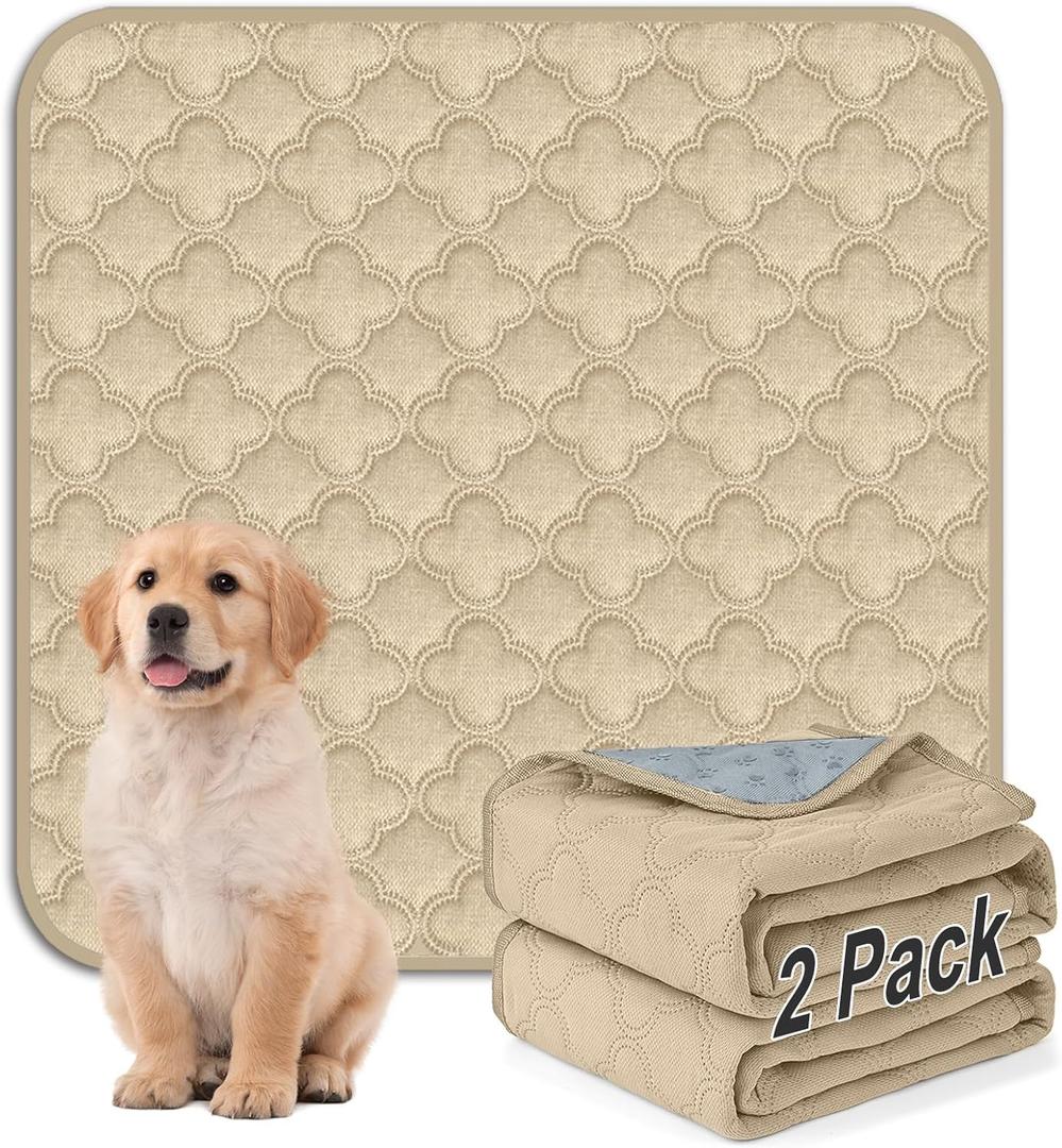 FunFurry Washable Pee Pads for Dogs - 2 Pack Reusable Pee PadsWaterproof Puppy PadsPet Training PadsSuper Absorbent with Dog Paw Shape Non-Slip Backing (Cream, 31" X 36" - 2 Pack)