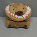 Ditucu Cute Capybara Plush Pillow with Wearable Donut Headgear Stuffed Animal Food Capibara Plushies Toys Gifts for Kids Brown 11 inch