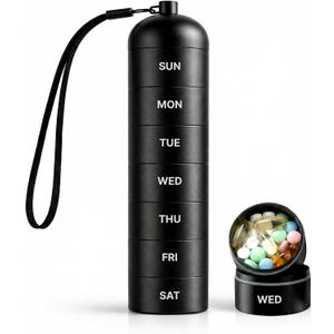 Metal Moisture-Proof 7 Day Pill Organizer - Aluminum Alloy Weekly Pill Box with Airtight O-Ring Seals, Large Stackable Compartments, Durable BPA-Free Medicine Case for Travel, Vitamins & Supplements