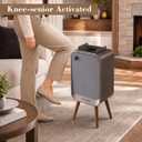 Motion Sensor Touchless Trash Can for Living Room Bedroom, 5.3 Gallon/20L Automatic Stainless Steel Slim Tall Garbage Can with Butterfly Lid&Legs, Eclipse Grey