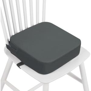 Toddler Booster Seat for Dining Table, 4" Kids Booster Seat for Kitchen Chair with Non-Slip Bottom, Portable Detachable Washable Increasing Cushion with 2 Adjustable Straps (Grey)