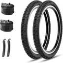 MOHEGIA Kids Bike Tires Replacement Set: 2-Pack 16x2.125 inch (57-305 mm) Folding Bicycle Tires and Pair 16 inch Inner Tubes Schrader Valve with Tire Levers