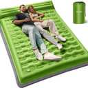 OGERY Sleeping Pad for Camping, 6" Extra-Thick Reinforced Camping Sleeping Pad with Pillows & Built-in Foot Pump, Ultralight Self Inflating Air Mattress Mat for Tent Hiking Essentials Gear (Full, Green)