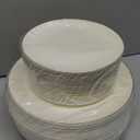 PULOTE 100PCS Ivory Plastic Plates - Cream Plastic Disposable Heavy Duty for Party & Wedding - Include 50 Each (Dinner & Dessert) Plates