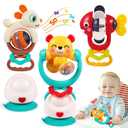 Baby Toys 6-12 Months Infant Toy Set of 3 High Chair Suction Cup Rattle Teething Toys for Babies 6 7 9 12-18 Months 2-in-1 Sensory Development Tray Toy Baby Gifts for Boys Girls