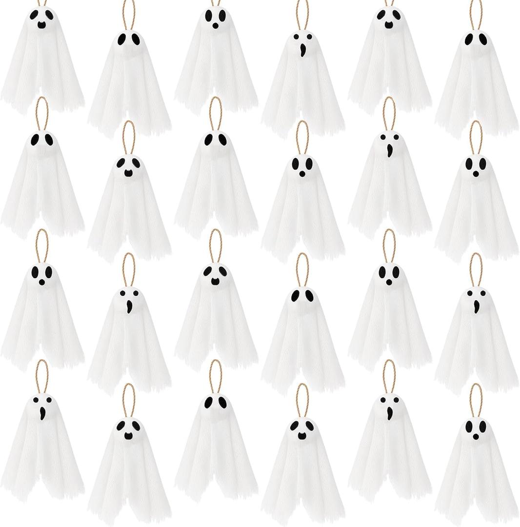 36 Pcs Halloween Ghost Hanging Ornaments 3.94 Inch Hanging Ghosts Tree Ornaments Farmhouse Rustic Mini Flying Decoration for Haunted House Party Yard Small Tree Decor