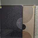 Framed Large Boho Neutral Abstract Wall Art for Living Room, Black Beige Sun and Moon Paintings Prints for Hallway Office, Set of 3 Piece Modern Minimalist Canvas Artwork Pictures 24x36 Inch