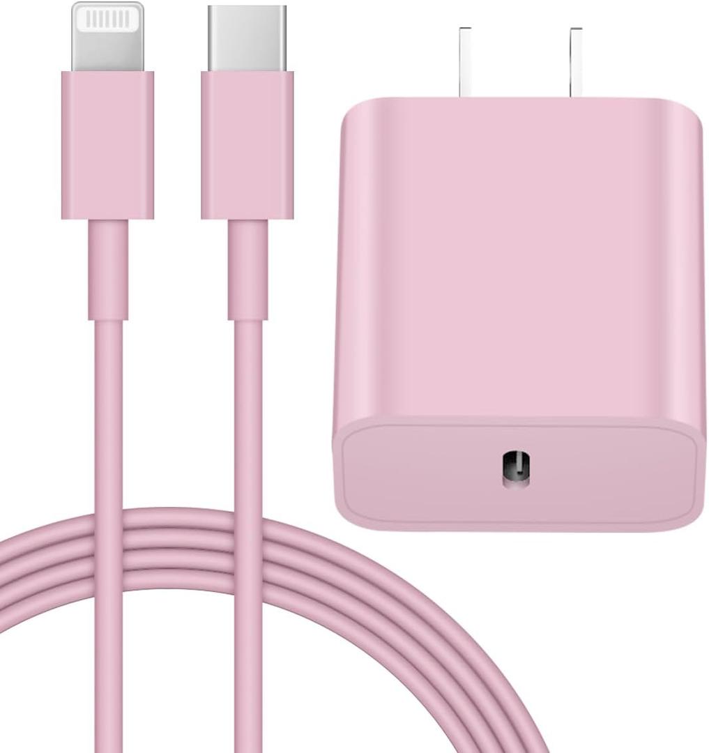 Compatible with iPhone 14 13 12 Charger, 20W Fast Charging Wall Charger, 10 FT USB ightning Cable,Phone Charger Cord for Phone 14/13/12/12 Pro Max/11/Xs Max/XR/X,AirPods Pro and MorePurple/Pink/Blue