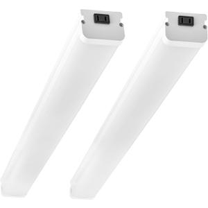 4FT Linkable 60W LED Shop Lights Warm White 3000K 4000K 6000K 6000LM for Garages Shop, Linear Work Light Fixture Hanging or FlushMount with Plug, ETL 2 Pack