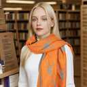 Sumato Scarf for Women Fall Winter Shawl Wraps Long Women Scarves Warm Soft Cashmere Feel Classic Elk Style (Orange)