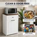 13 Gallon Pull Out Trash Can Cabinet with Drawer, Hidden Kitchen Garbage Cabinet, Freestanding Modern Farmhouse Waste Bin Furniture, White, Large