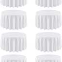 8 Pack Round Tablecloth 120 Inch Cloth White Tablecloth for Round Tables, Washable Polyester Table Cloth Stain and Wrinkle Resistant Decorative Table Cover for Wedding Party Dining Banquet