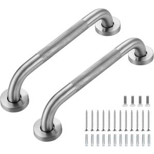 Grab Bars for Shower, 2 Pack 12-Inch Anti Slip Shower Handles for Elderly, Safety Shower Grab Bar, Stainless Steel Handicap Grab Bars for Bathroom,Toilet (Brushed Nickel, 1" Diameter)