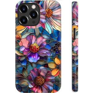 for iPhone 16 Pro Max Case, Wireless Charging Compatible,Dual-Layer Protection with Cute Wildflower Design, Soft Silicone + Hard Shell, Chic Phone Cover for Women - Vibrant Defined Blossoms