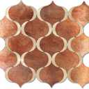 10 Sheet Arabesque Peel and Stick Backsplash Tile, Stick on Backsplash for Kitchen and Bathroom Wall, Retro Brown Look PVC Mixed Metal Aluminum