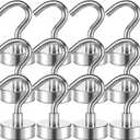 VNDUEEY 10 Pack Silver Magnetic Hooks, 22Lbs Strong Magnet Hooks for Hanging, Magnetic Cruise Hook Heavy Duty, Magnets with Hooks for Refrigerator, Grill, Kitchen, Office and Garage