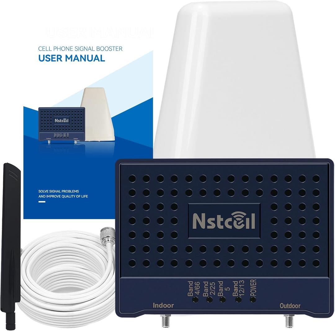 Cell Phone Booster for Home Up to2500 sq ft Band 66/25/2/4/5/12/13/17 Cell Phone Signal Booster for Home Office All U.S. Carriers FCC Approved (BLUE)