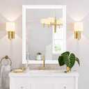 Rectangle Mirrors for Wall 30x40 Inch, White Wood Framed Bathroom Mirror with Tempered Glass,Shatter-Proof Mirror for Bedroom Living Room Office or Hallway (White, 30x40 in)