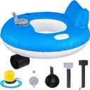 Motorized Pool Float for Adults, Electric Inflatable Motorized Pool Lounger with Pusher Handles Cup Holder and Pump for Inflation Relaxing in The River, 66 x 45"