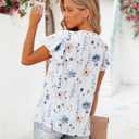 siliteelon Women White Floral Ruffle Sleeve Tops V Neck Flutter Cap Sleeve Seersucker Blouses Dressy Work Spring Summer Trendy 2XL (White, XXL)