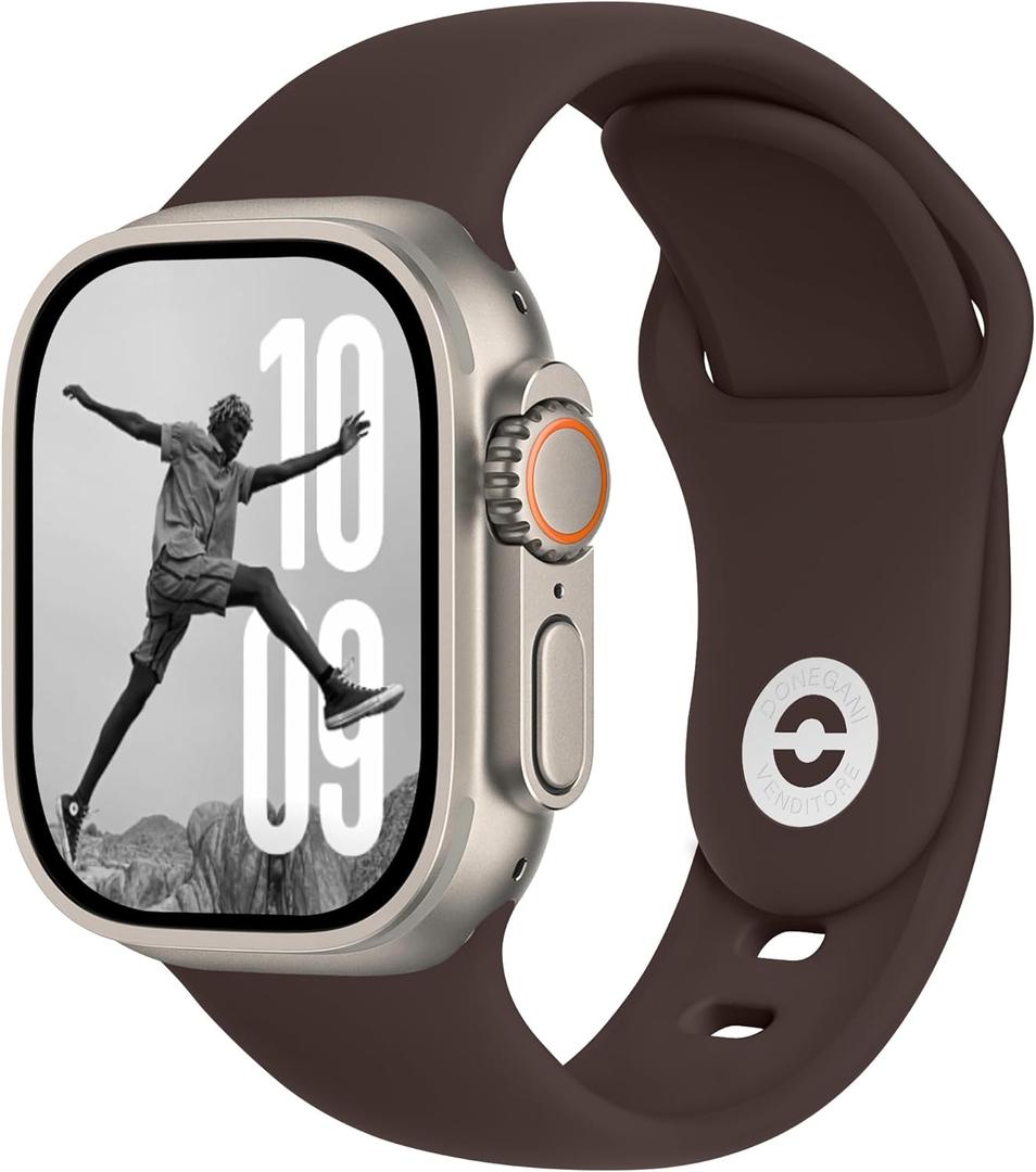 SB Band for Apple Watch Bands Women Men Se Ultra 2  iWatch Sport Strap Silicone Coffee Brown, Size: 49mm, 46mm, 45mm, 44mm, (42mm S3/2/1)