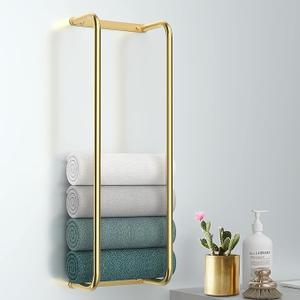 Towel Rack for Bathroom Wall Mounted, Bathroom Towel Storage, Rolled Bath Towel Holder, Small Space Bathroom Towel Storage, Bathroom Organizer - Brushed Gold