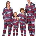 ANGELGGH Family Christmas PJs Matching Sets Long Sleeve Festival Party Pajamas Holiday Warm Sleepwear Couples Button Loungewear (Women, L, Striped Snowman)