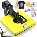 Whubefy Heat Press 15x15 Slide Out, Clamshell Heat Press Machine for T-Shirts, Bags, Mouse Pads & More, Dual-Tube Fast Heating, Digital Industrial Sublimation Printer for Heat Transfer Vinyl (Yellow + Black)
