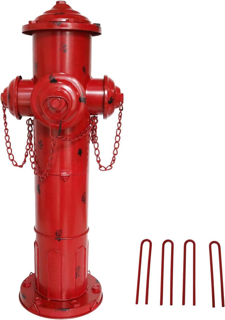 24" H Metal Fire Hydrant for Dogs to Pee on,Dog Fire Hydrant Pee Post,Vintage Fire Hydrant for Outdoor Garden & Yard Statue Decoration (Antique Red)