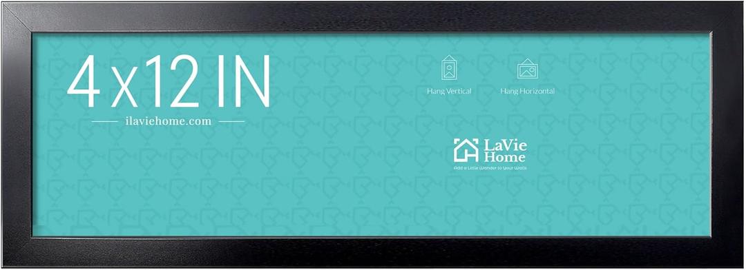 LaVie Home 4x12 Picture Frame Black, Panoramic Picture Frame for Wall Decoration, Classic Black Minimalist Style Suitable for Decorating Houses, Offices, Hotels, 1 Pack