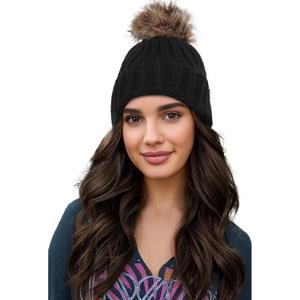 REECHO Beanie Wig With 12" Beach Wavy Hair Extension - Warm Knitted Hat With Synthetic Hairpiece for Women - Black Beanie, Chocolate Brown Hair