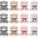 Zomiboo 12 Pcs Easter Bunny Bear Koala 4 Inch Mini Animal Plush Toys Soft Cute Dolls Sleeping and Playing Stuffed Toys Gifts for DIY Baby Shower Party(Bear,Pink, Apricot, Gray, White)
