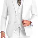 Men Suit 3 Pieces Slim Fit Jacket Vest Pant with Tie Groomsmen Wedding Business Prom Tuxedo, 2 Buttons, Elastic Waistband, Notched Lapel, Real Pocket, Easy Care, Easy to Match, M