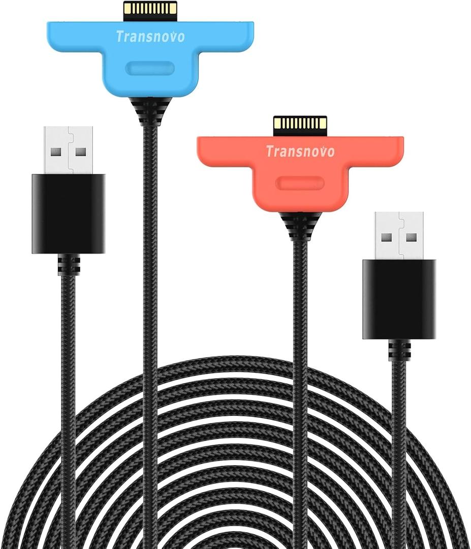 2 x Joycon Charger Cable, TRANSNOVO Joy Con Controller Charging Cord, 9.8FT Joy con Accessories Compatible with Nintendo Switch 2 Joycon Controllers, USB-A Ports, 2 Pack